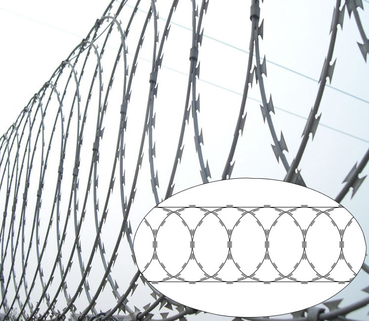 Hot dipped galvanized flat type razor wire coils in 500mm loops