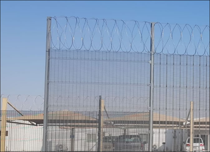 Galvanized Wire Mesh Fence for Border Protection with Gates and Topping Concertina Coils for Additional Security Performance